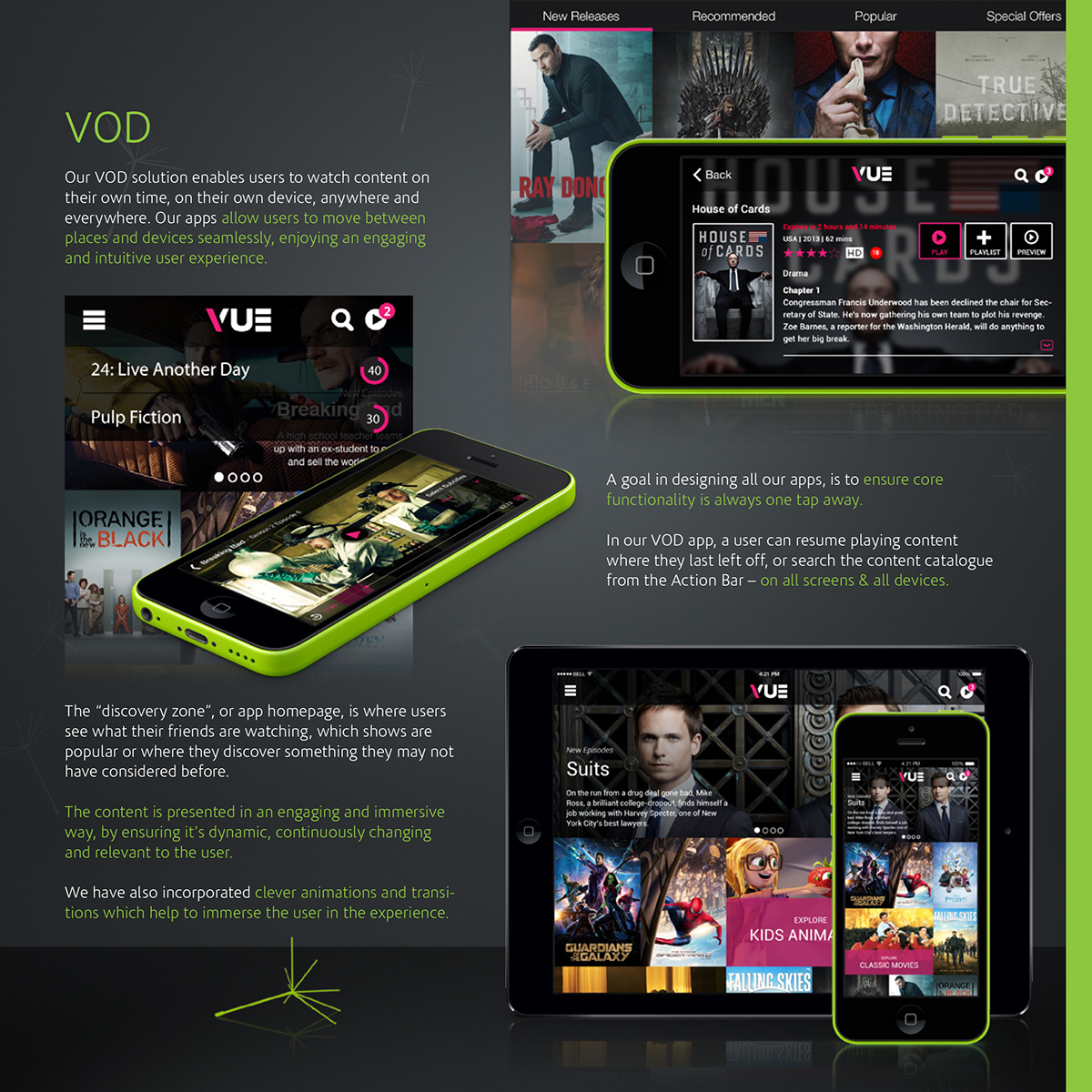 video on demand tv Streaming mobile tablet ios android user centred design lean ux apps