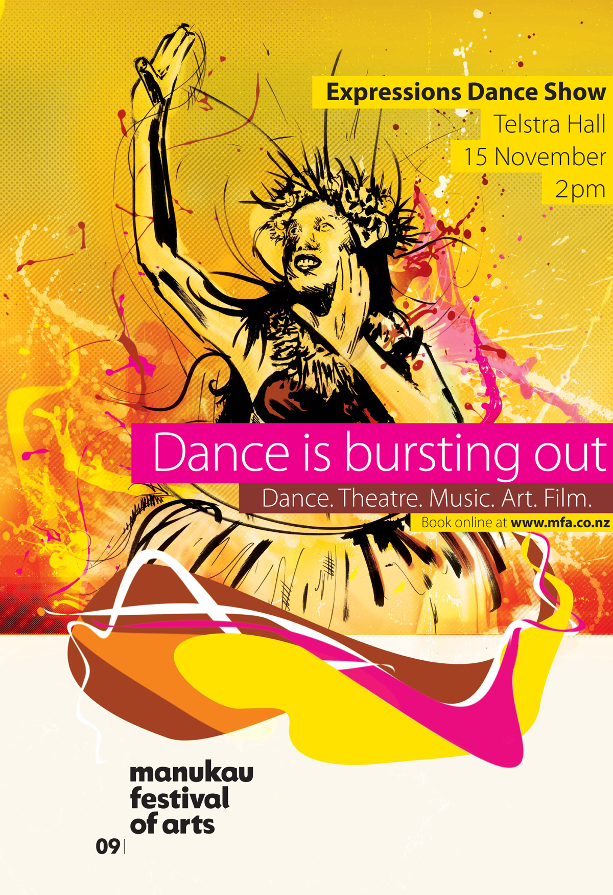 mixed media 485 Design NZ #485Design sharpie new zealand design posters campaign festival hand drawn graphic DANCE   culture art