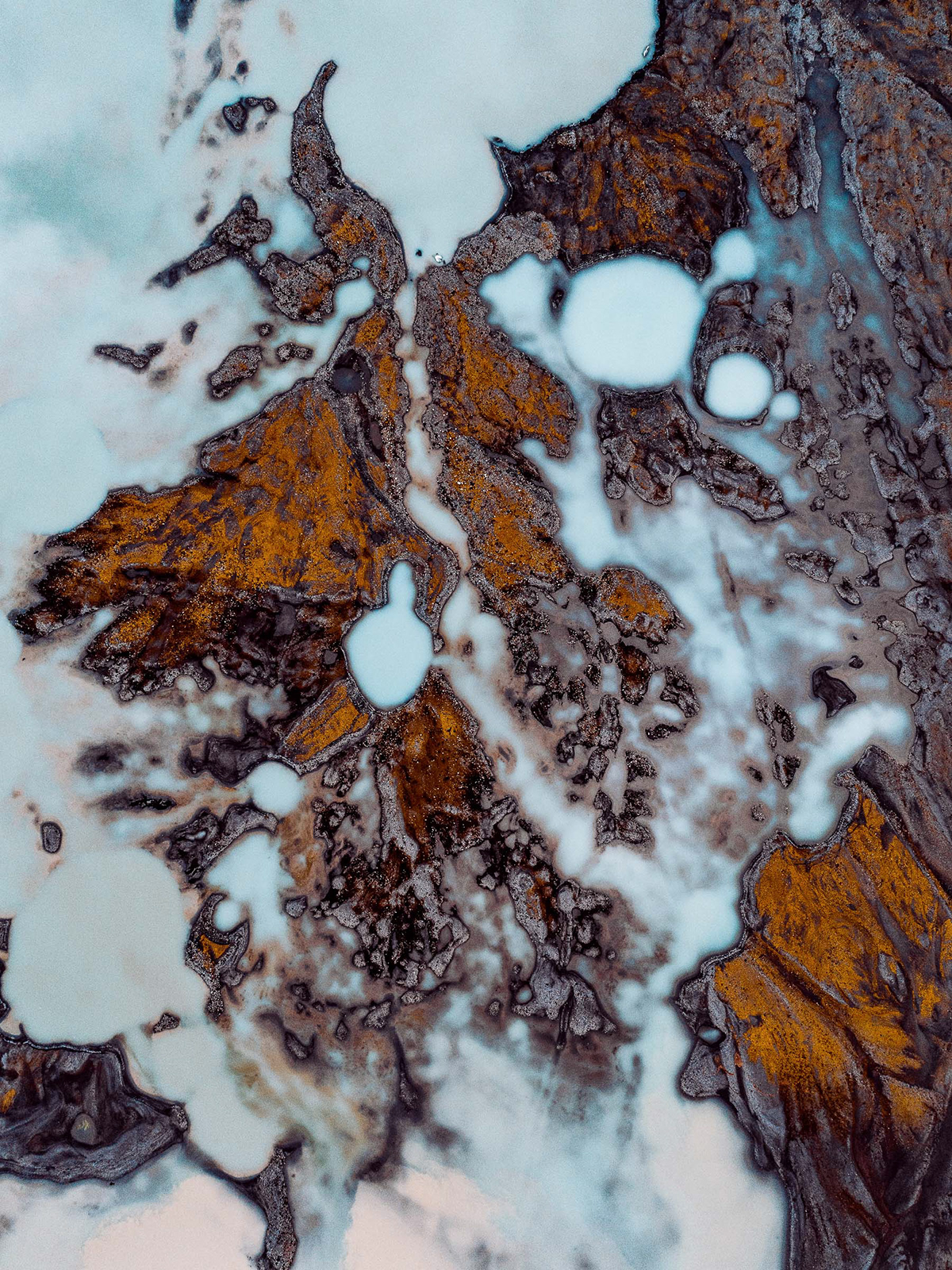 Aerial Photography Aerial drone iceland glacier water pools abstract texture river