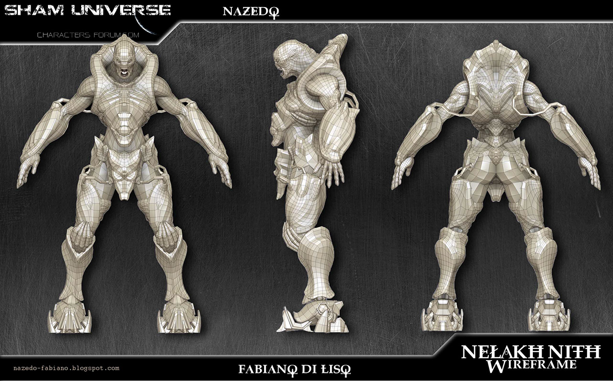 sham universe  alien Character design  3d modeling