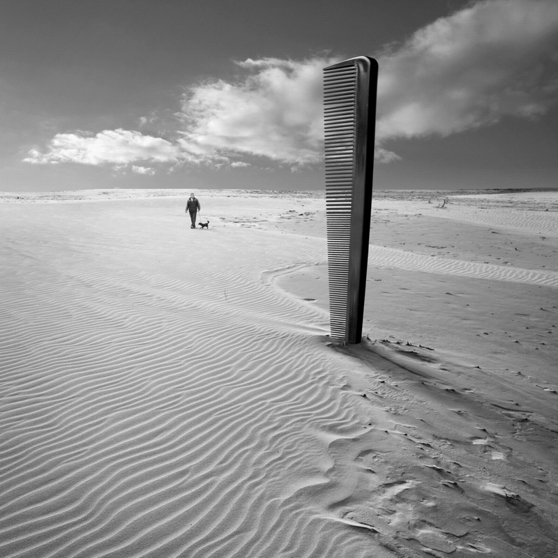 surreal  square  Black  white  comb  Desert  dunes  sand  klimas  kwadrart  mood  kwadrat