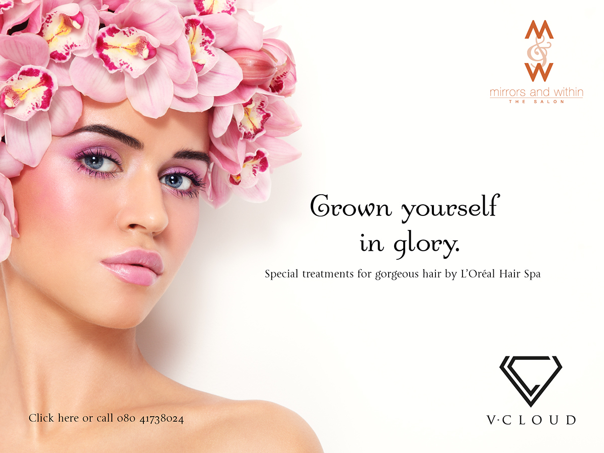 Emailer poster banner hair Spa Treatment loral flower wind grown vcloud