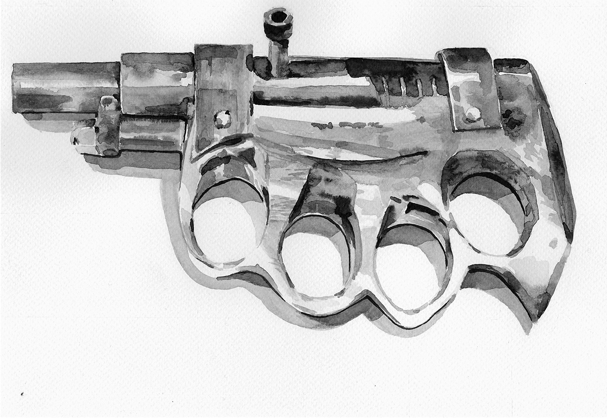 Gun watercolor black weapons