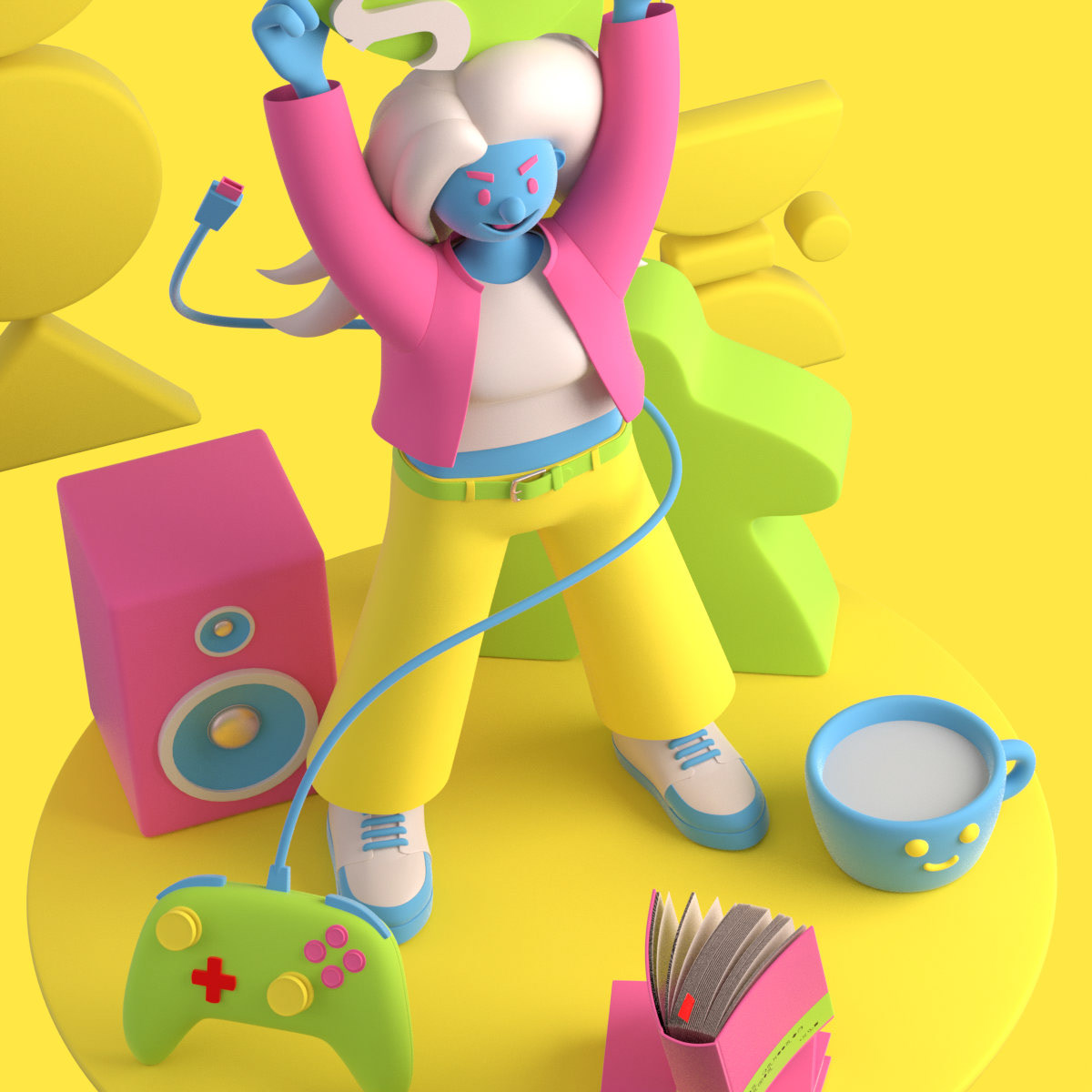 3D Character music poster videogame c4d cinema4d