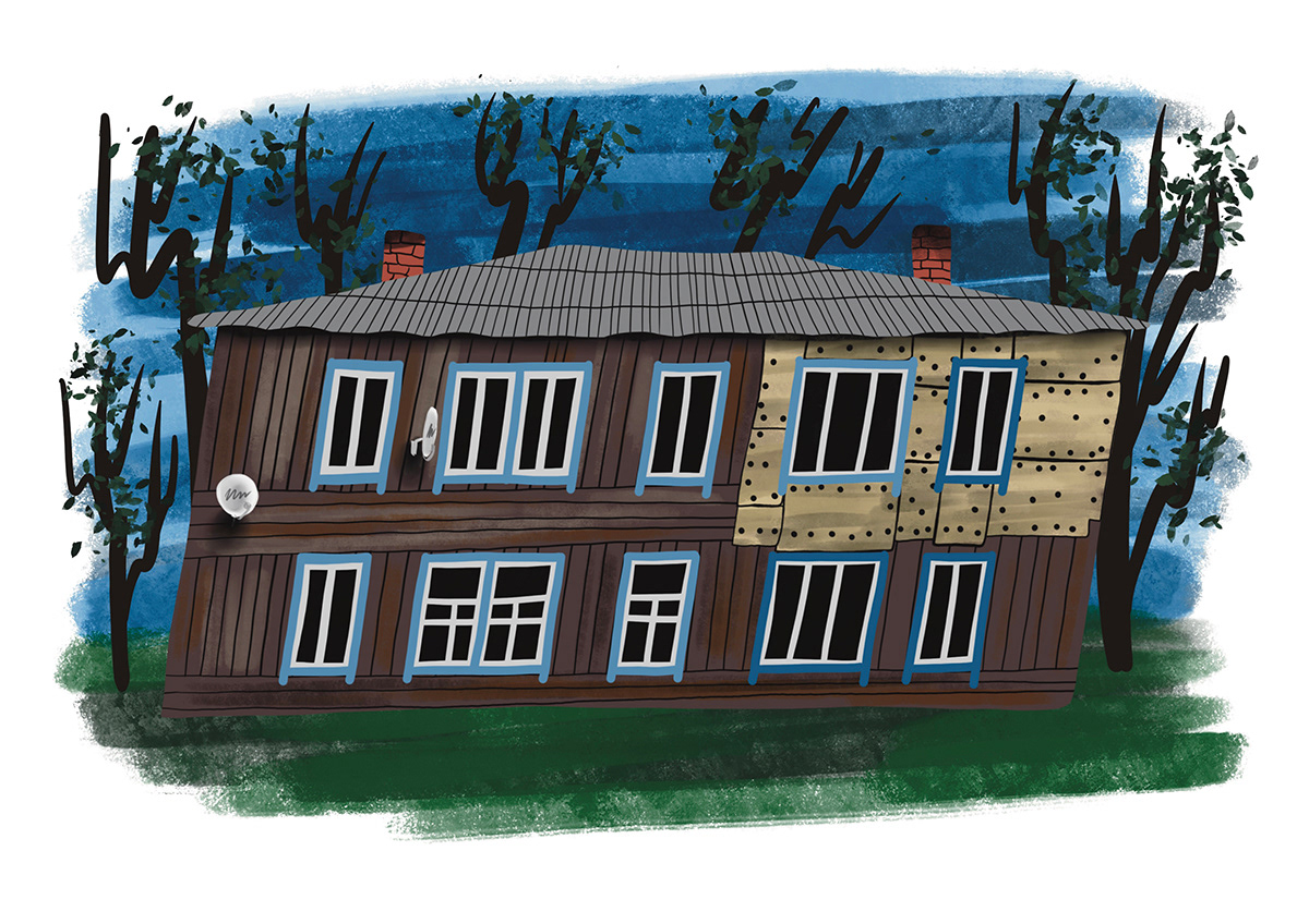 concept art Digital Art  ILLUSTRATION  Siberia wooden architecture wooden house