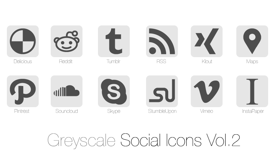 icons social greyscale