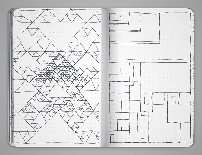 sketches cahier notebook sketchbook Patterns geometry chaos sketch stippling fractal thangka stabilo micron flow