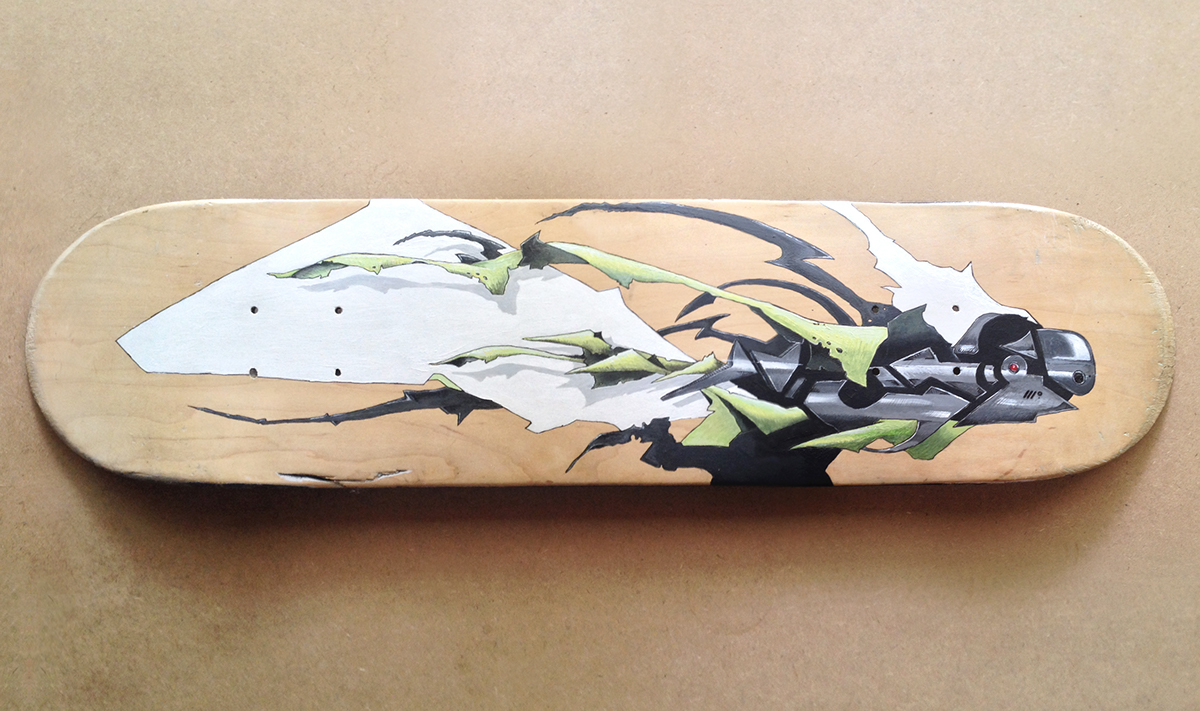 Squidboard skateboard Illustation paint