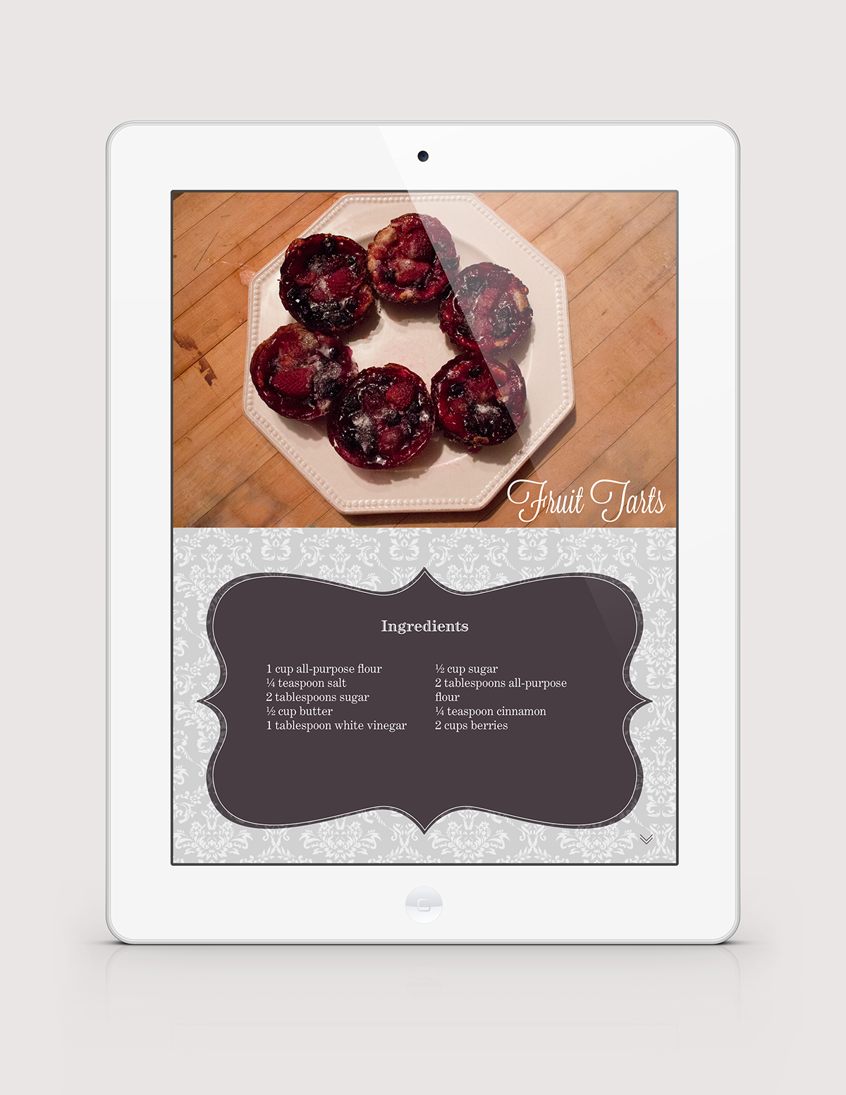 interactive iPad recipe design scones cream puffs tarts baking sweet dessert Culinary
