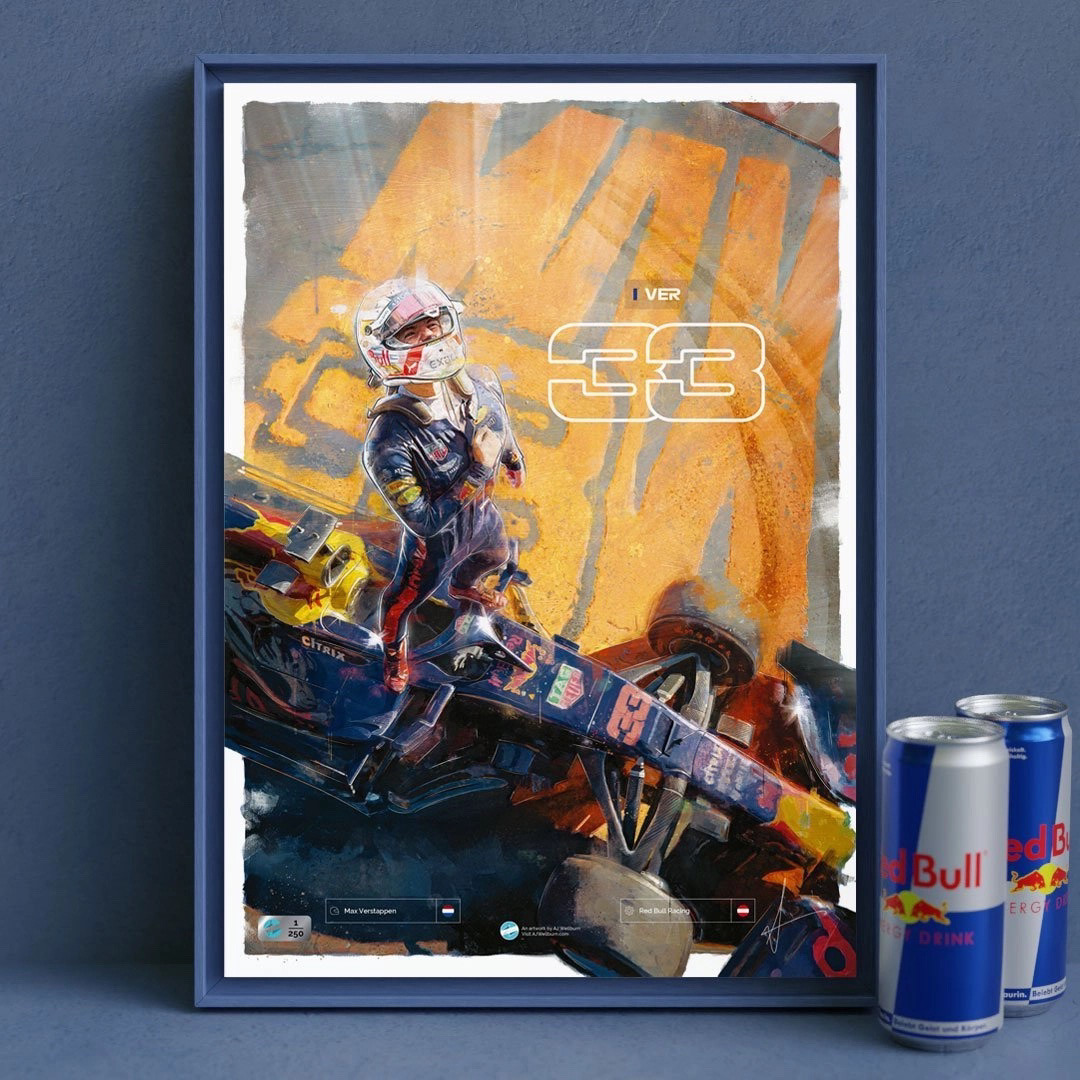 digital fine art f1 Max Verstappen poster Red Bull art car formula one portrait Racing