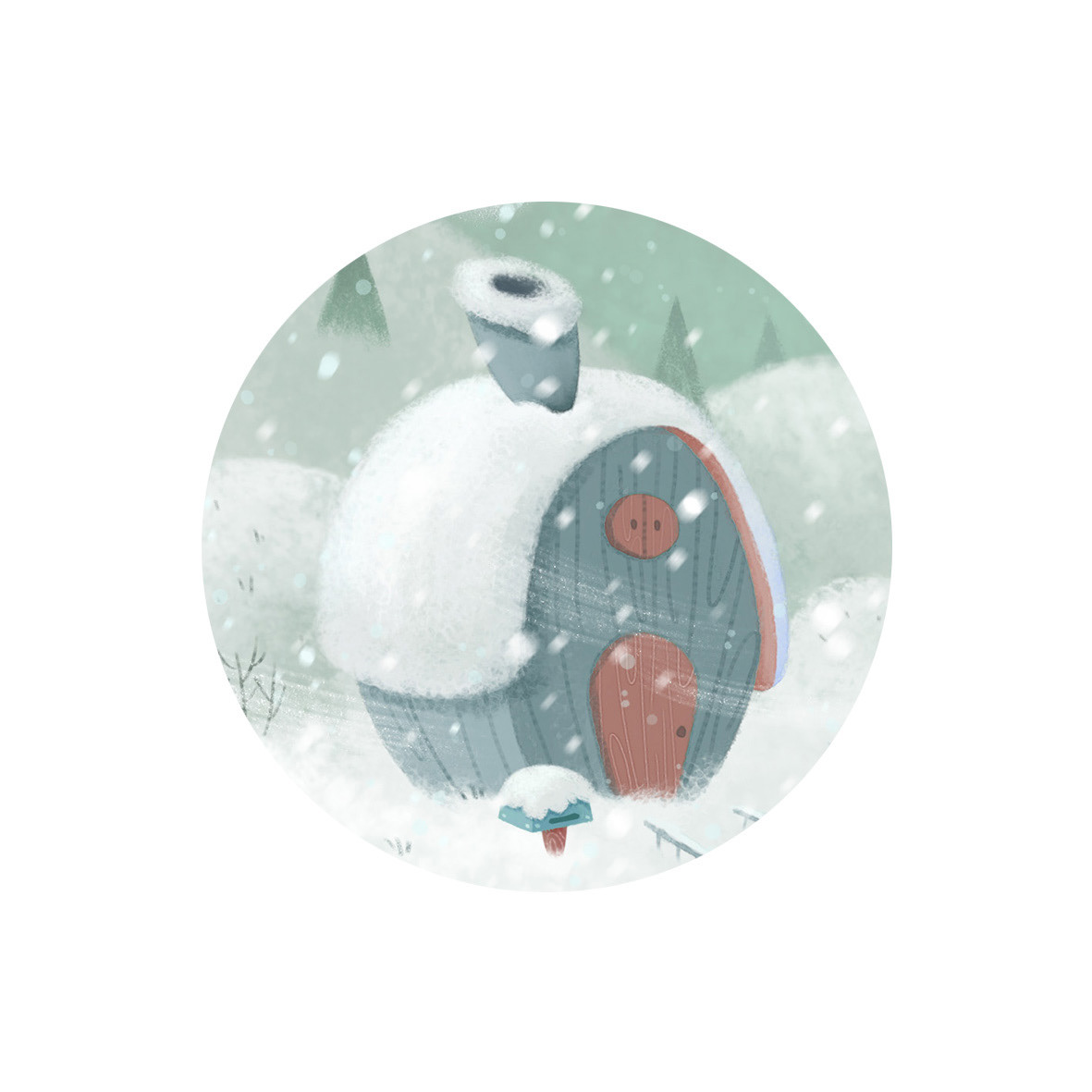 Digital Art  digital illustration artwork Drawing  nostalgia childhood winter snow children illustration