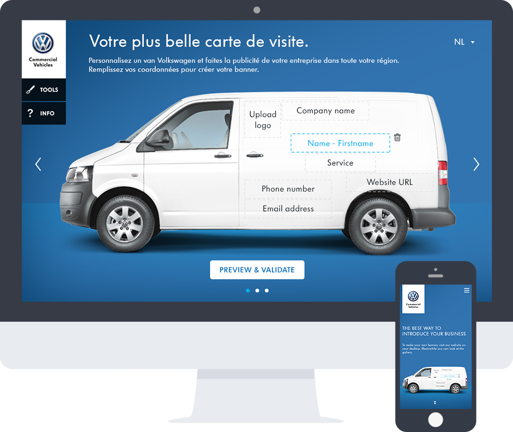 Minisite car business card volkswagen mobile Responsive Website