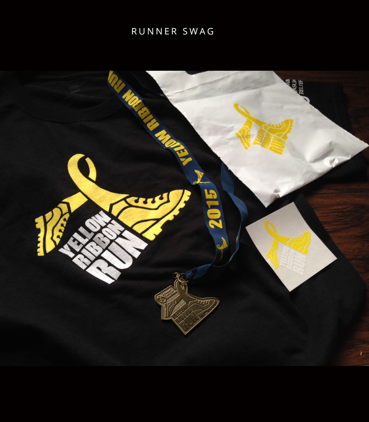 logo race 5k run running yellow ribbon Military army air force charity runner brand design cool