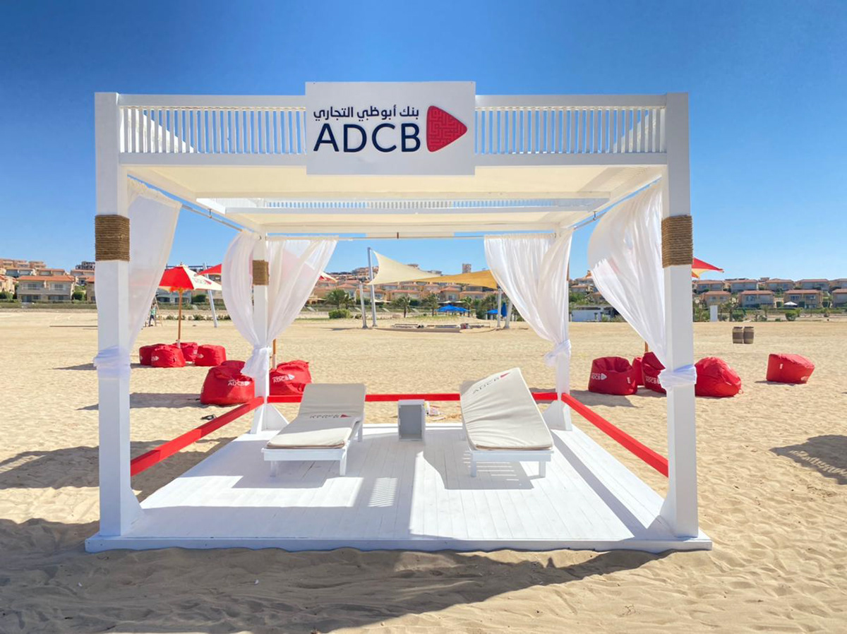 activations ADCB Art Directions beach activities beach booth branding  exterior design outdoor stands product design  summer