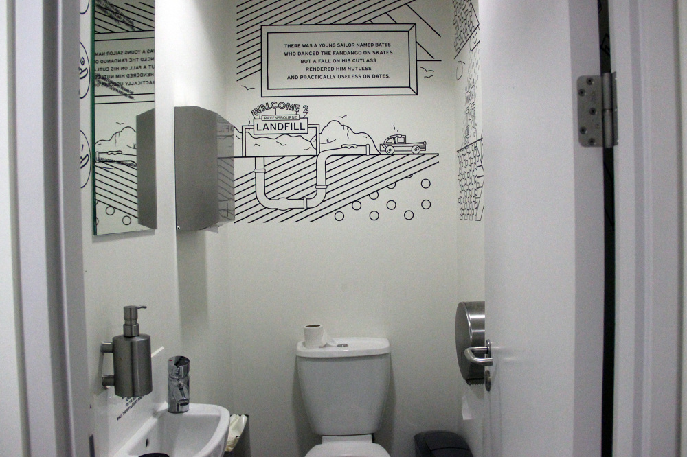 installation Interior vector art illustrations story morag myerscough art humour Poetry  limmericks hygiene toilet cubicles wall art Wall Graphics