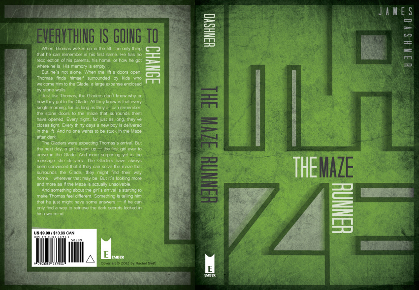 maze runner book redesign green James Dashner cover grunge