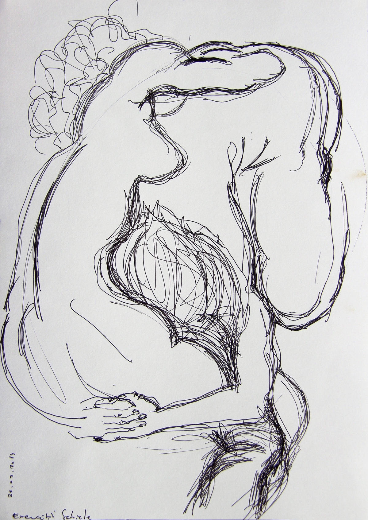 Fine Arts  ink on paper schiele d'après sketch Drawing  painting   nude the embrace lust