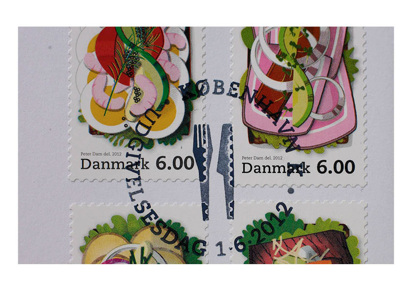 stamps danish Smørebrød Post Denmark Food  creative thinking humor