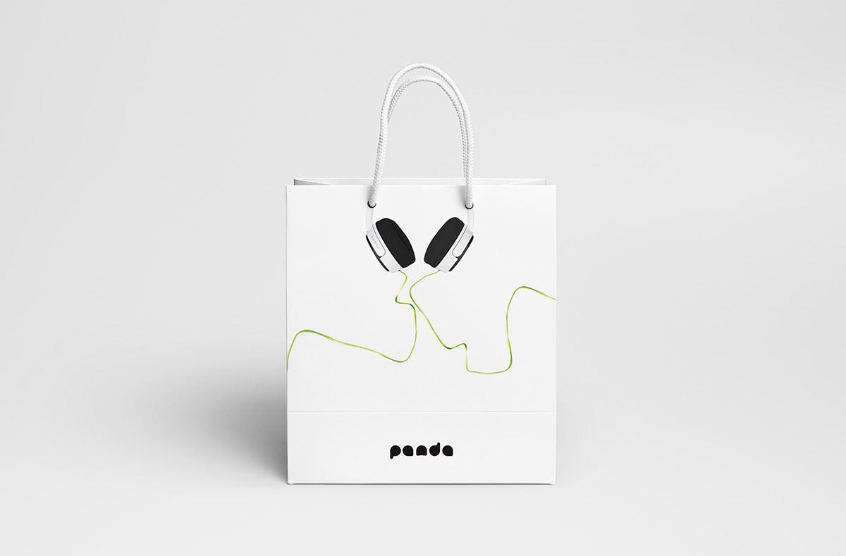 Adobe Portfolio Panda  headphones design green branding  Stationery identity graphicdesign logo