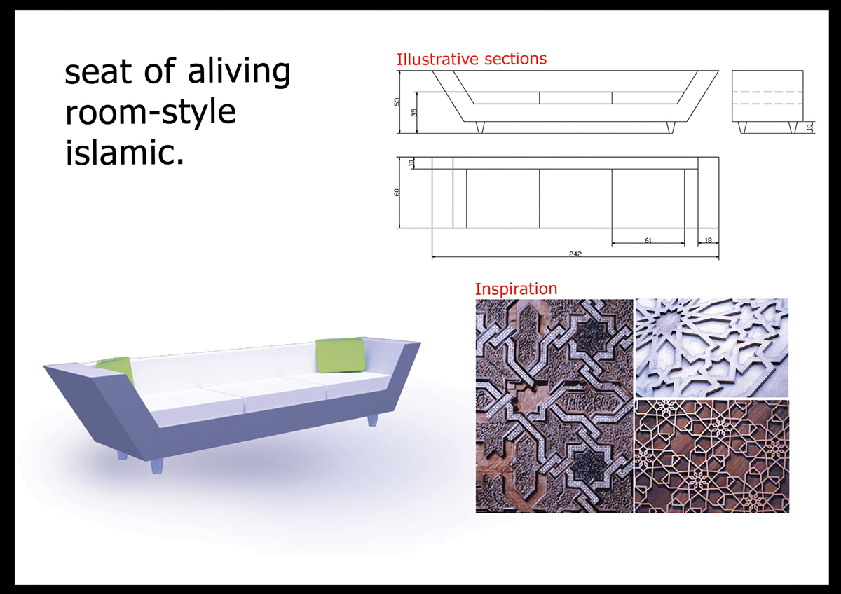furniture Interior chair Behance light wood digital islamic pop
