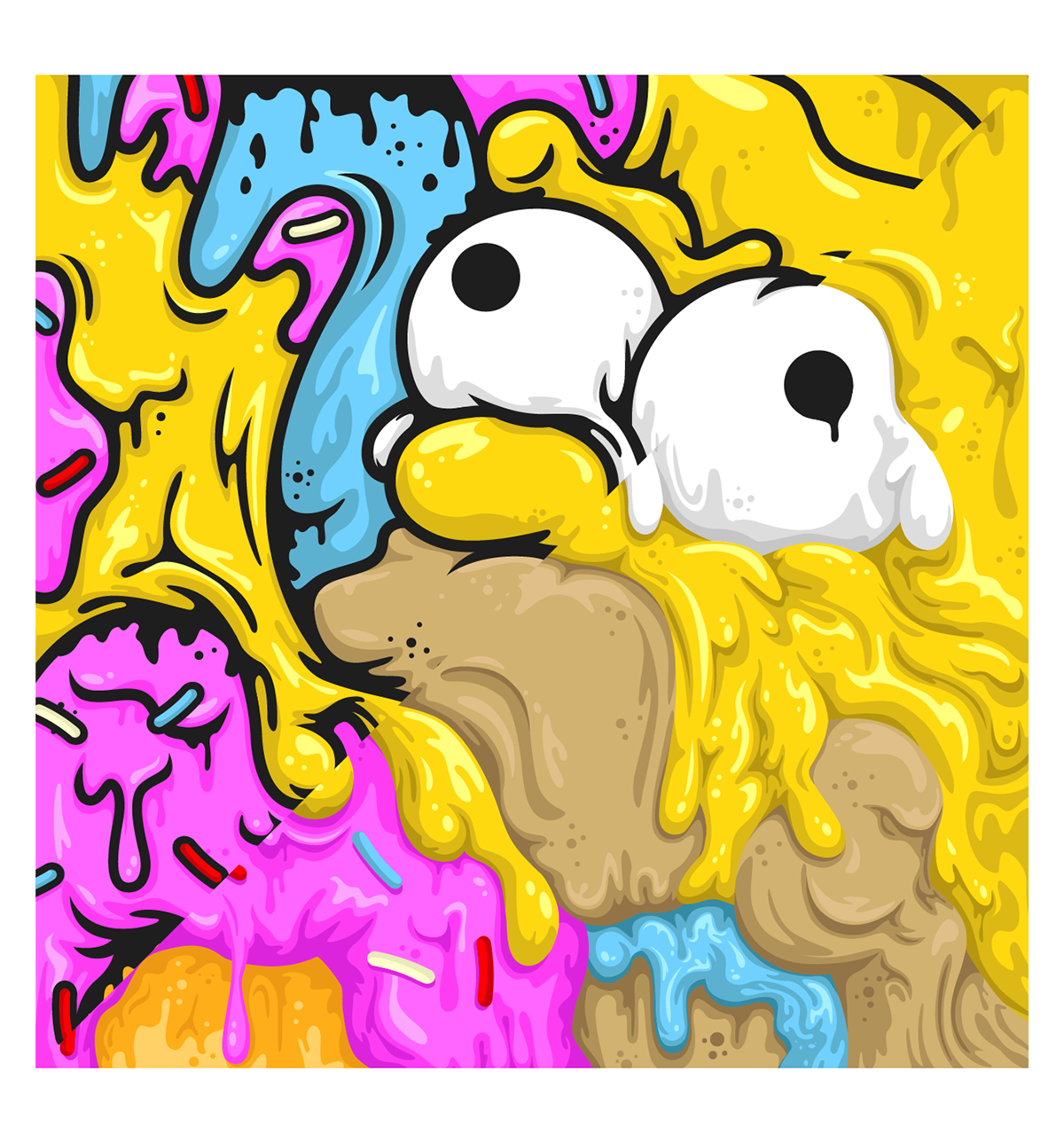 Homer homer simpson the simpsons simpsons Donuts mmm...donuts Nathan Walker ATPCdesign vector print poster cartoon Drippy melted