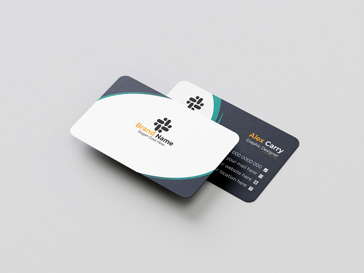 Business card design business card Business Logo abstract all black blue both side design bundle