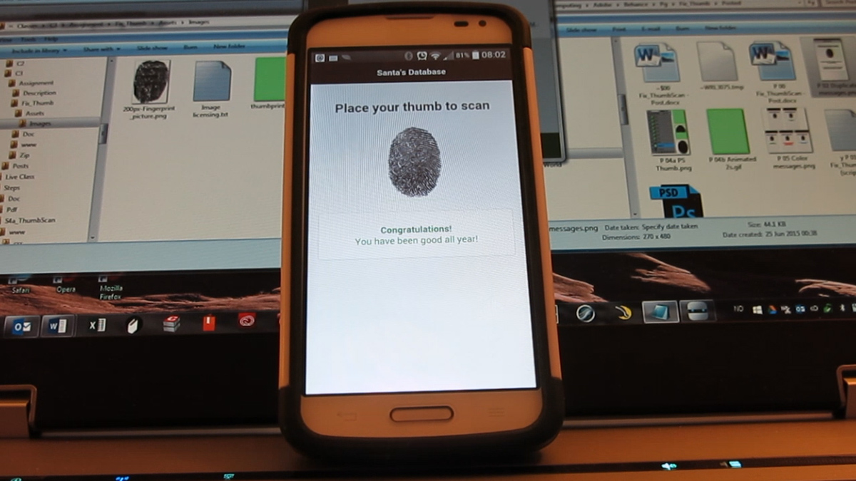 android animated gif santa scanner thumbprint phonegap