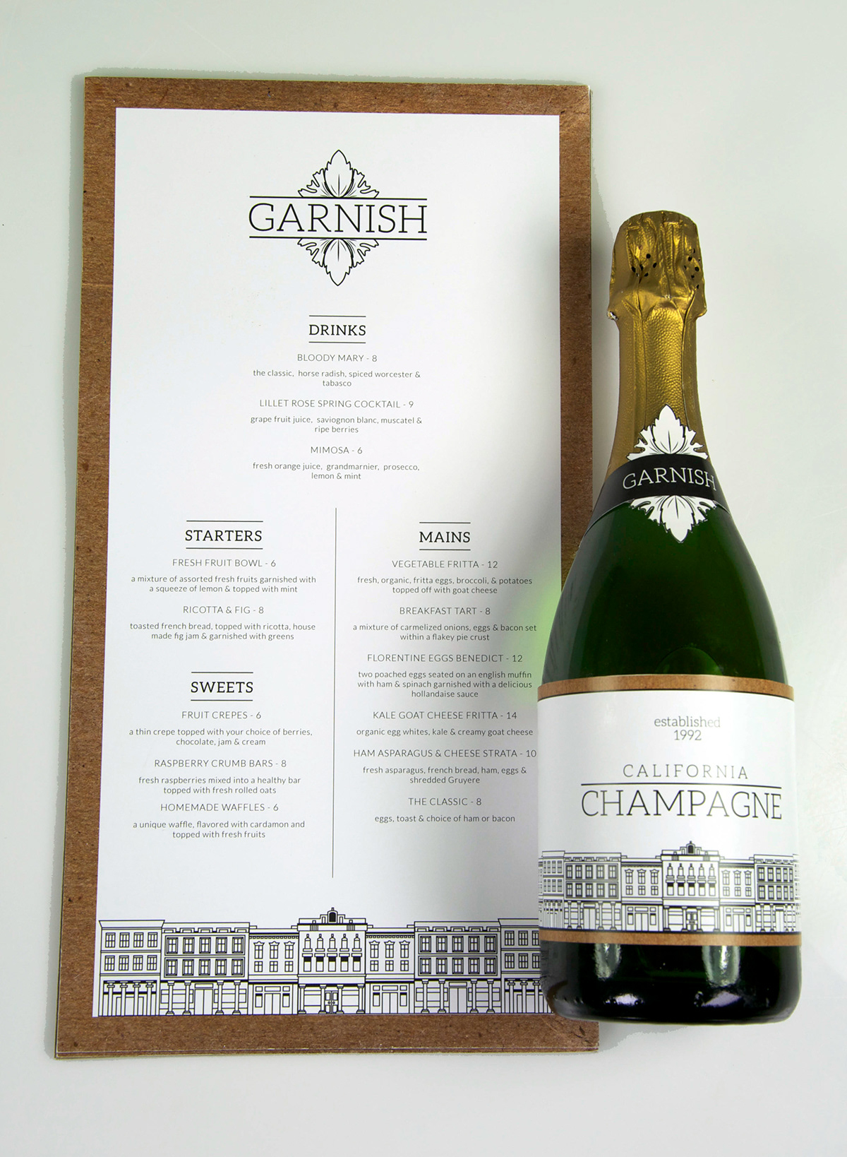 Garnish Champagne bottle design Student work system mobile Web restaurant Project charleston south carolina Food  Brand Development brand