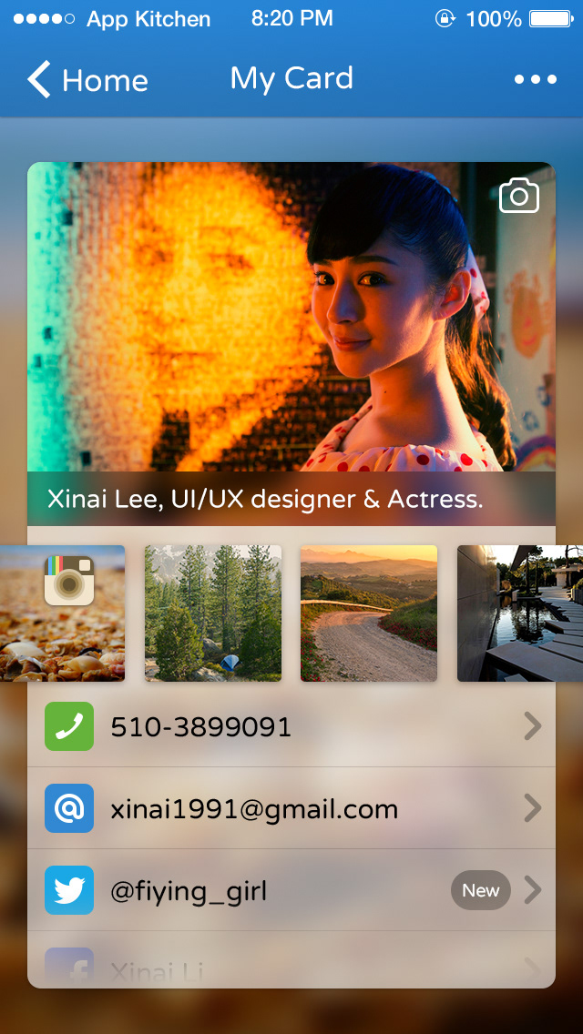 social businesscard card contact addressbook app Interface ios UI ux interaction