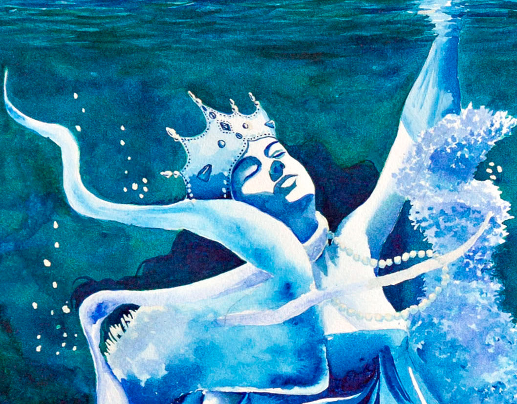 AZUL iemanjá mar sea textura Candomblé mermaid sereia umbanda watercolor