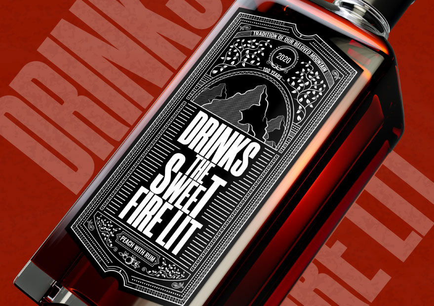 bebida botella diseño etiqueta grafico ilustracion presentación publicidad ron Rum