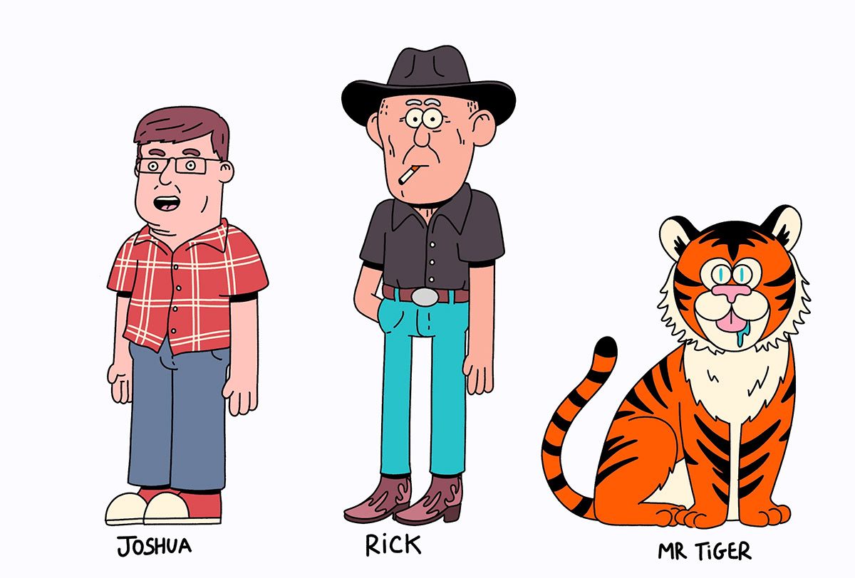 animated serie cartoon Character design  Joe Exotic Netlfix Tiger King
