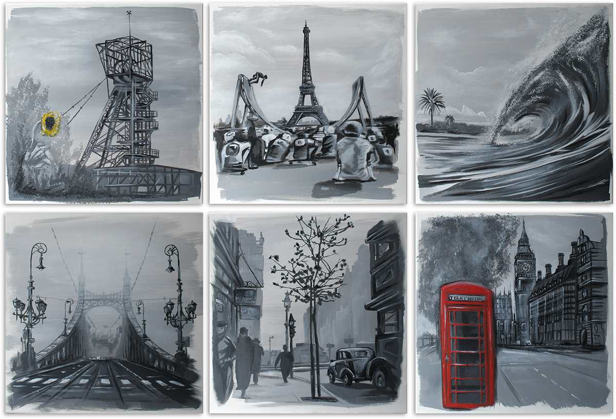 HAWAII London Paris katowice budapest painting   acryl paint canvas france england poland usa hungary