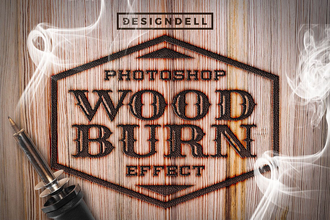 wood burn photoshop pyrography wood solder rustic typography   woodcut engrave