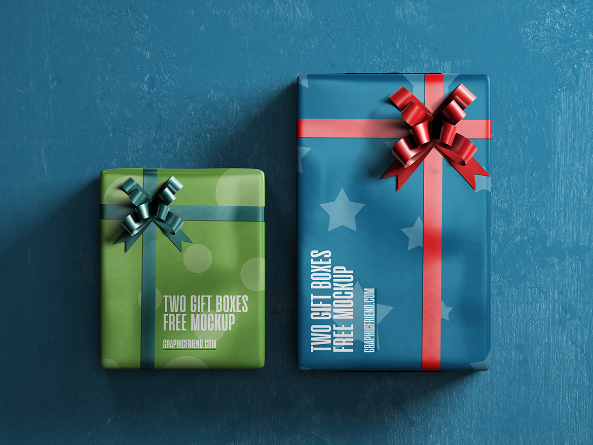 gift box xmas Mockup mock-up free download logo brand identity Graphic Designer
