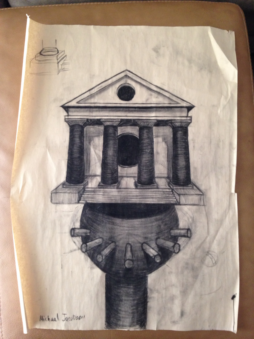 charcoal paper bird house greek Drawing 
