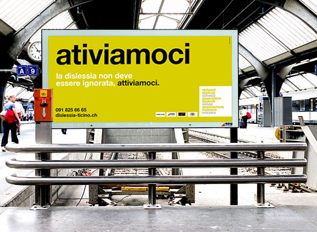 billboard yellow dyslexia healthcare health care Switzerland ticino print