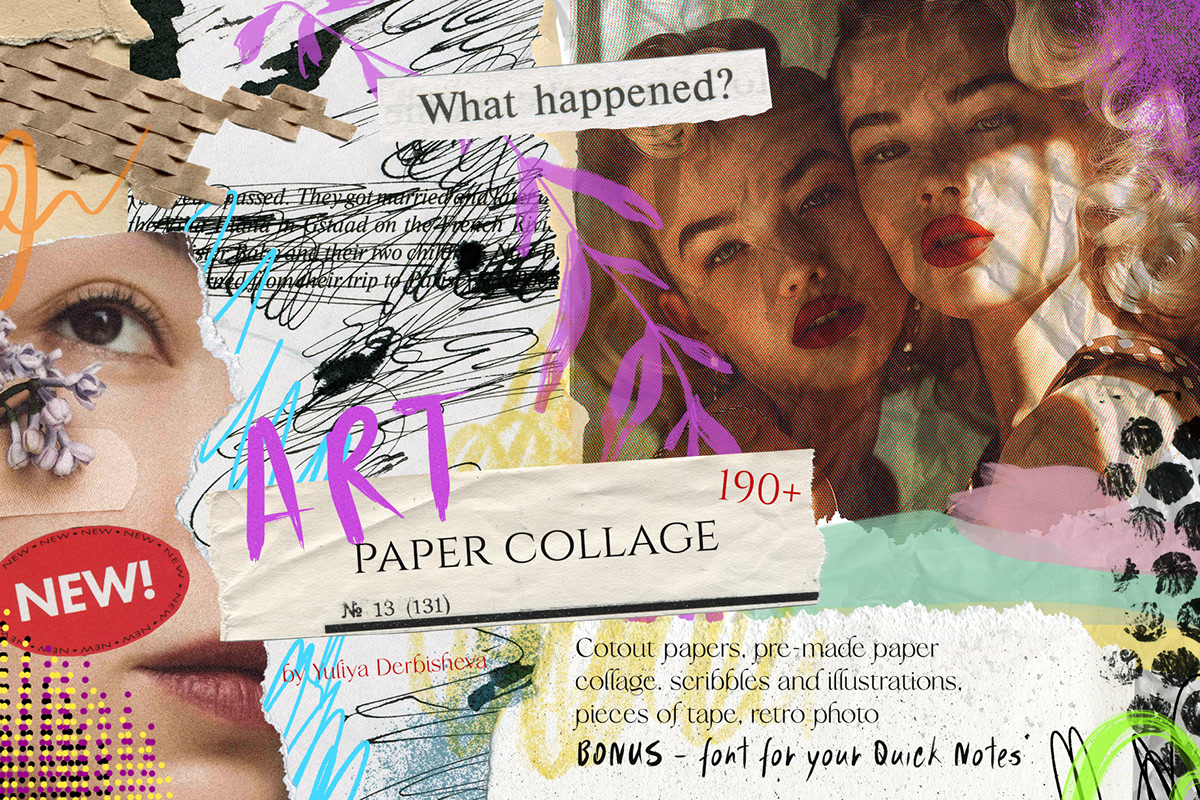 collage art scrapbook clipart png paper scribbles tumblr transparent cut out