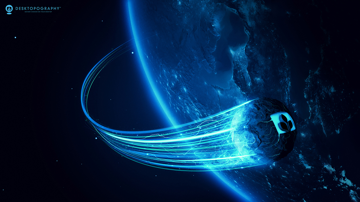 desktopography Comet blue green Space  speed light streaks Scifi Creative Transformation
