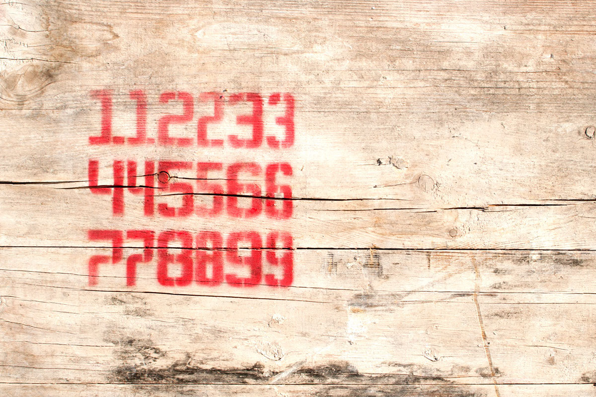 number type font concrete wood narrow wide