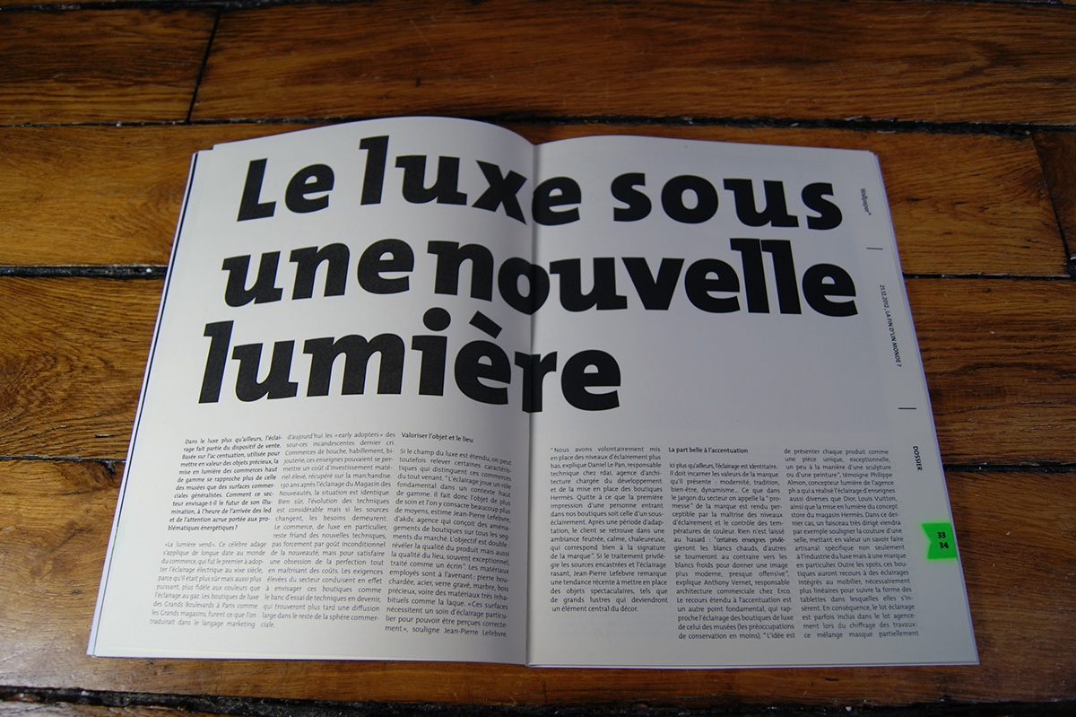 wallpaper magazine edition texte vert fluo mise en page Layout Typographie design graphique graphisme