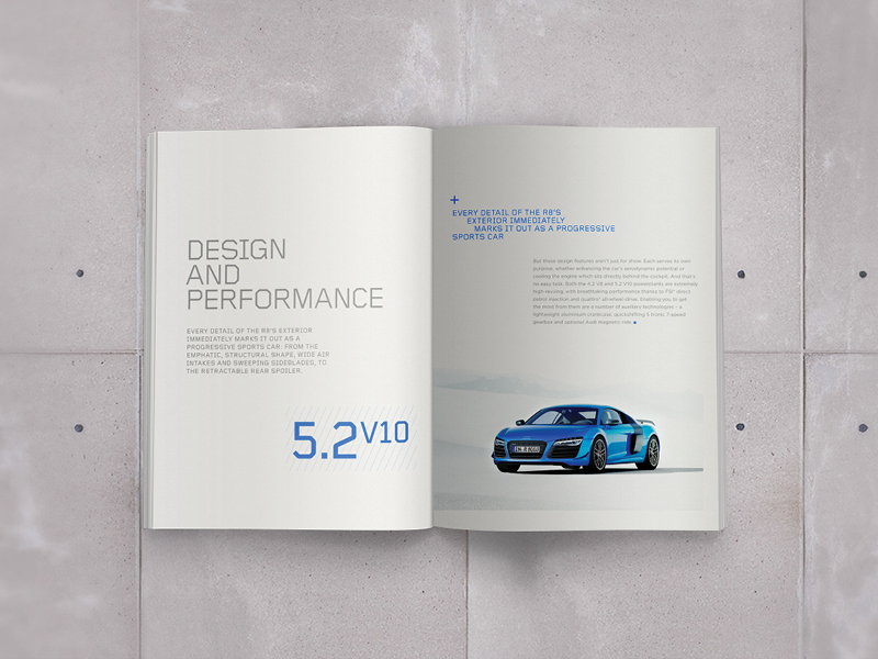 brochure type Layout editorial red automotive   car Audi print tt magazine corporate advert