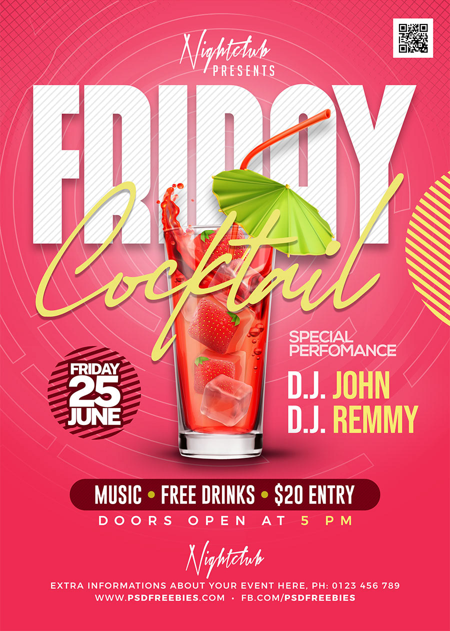 Advertising  cocktail party flyer free psd friday party graphic design  party flyer photoshop print psd
