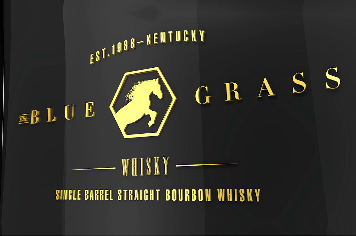 bourbon Whiskey blue grass horse bottle