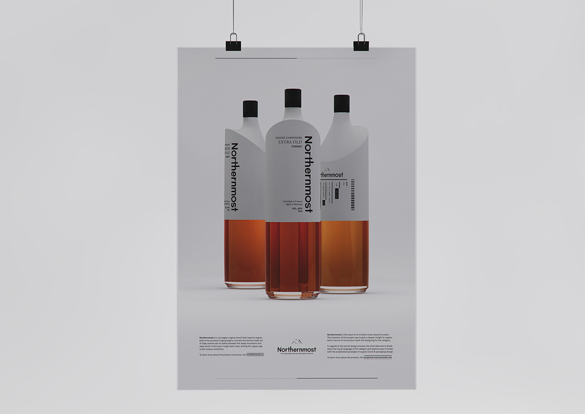 Cognac Minimalism Scandinavia north northern Northernmost liquor alcohol Scandinavian scroll process poster Booklet bottle