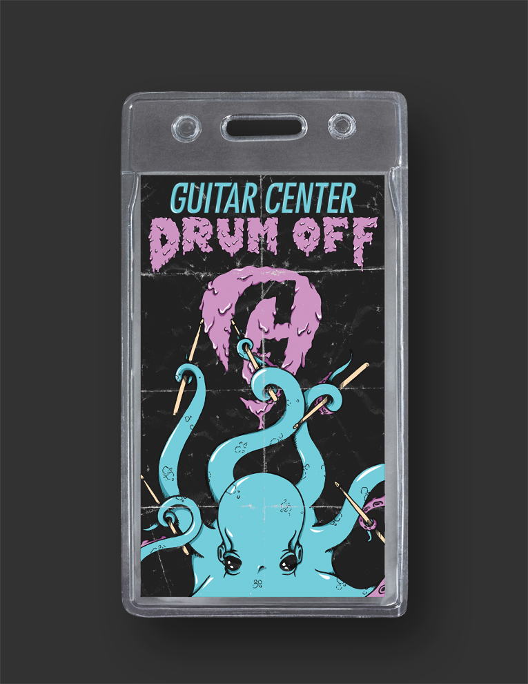 octopus giant drum off drum off poster gig drums beast kraken guitar center Guitar Center brand ad epic photoshop colored coloring sticks stick cymbal kick pedal instrument Promotion flyer