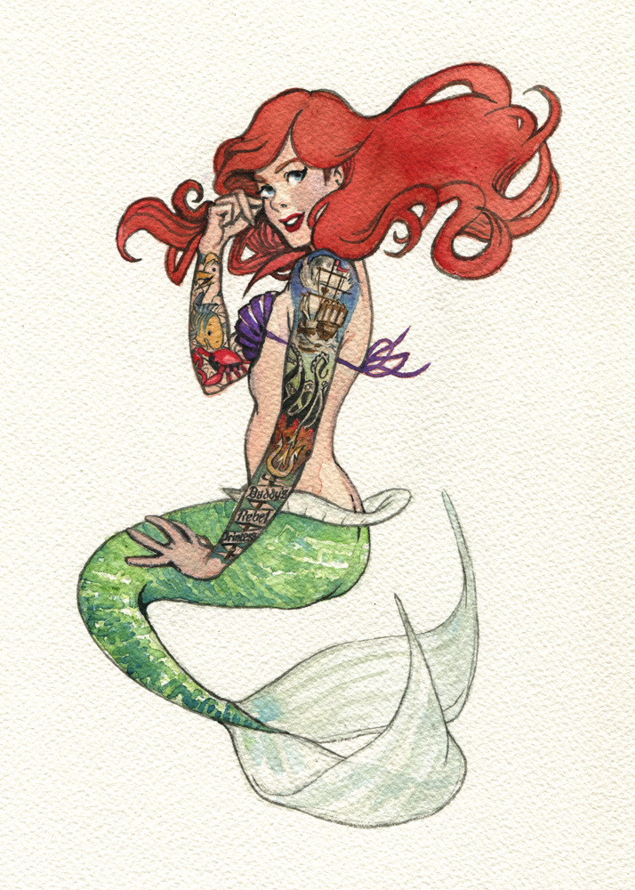 ARIEL disney The Little Mermaid pinup tattoo tattoos