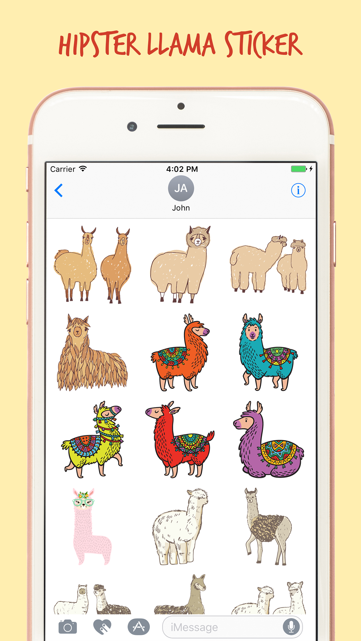 llama llama stickers Art emoji art stickers imessage iOS App iMessage app Expression comic iPhone x