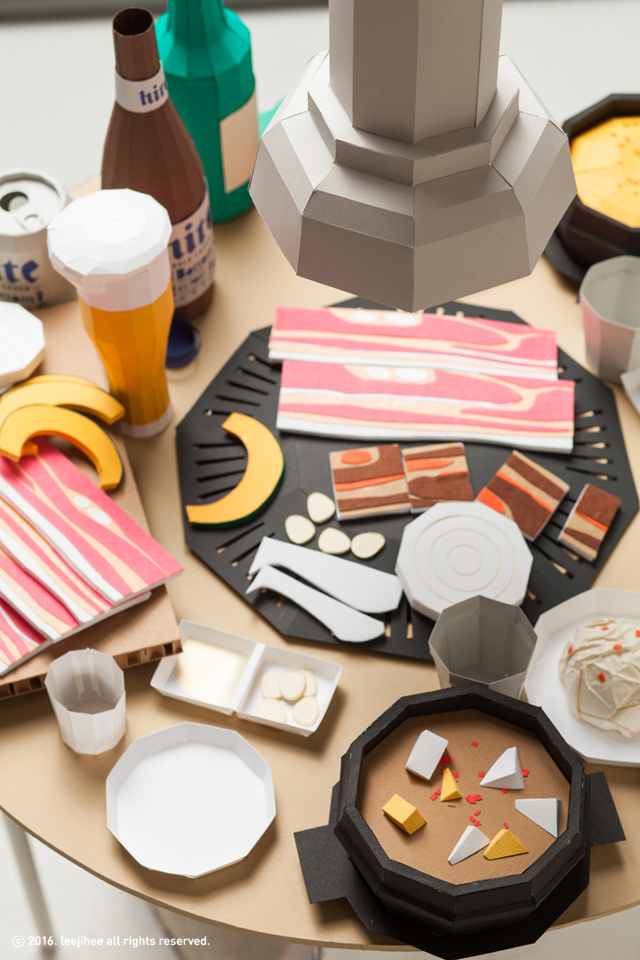 paperfood paperart papercraft art direction  illustrations paperdeco Samgyeopsal