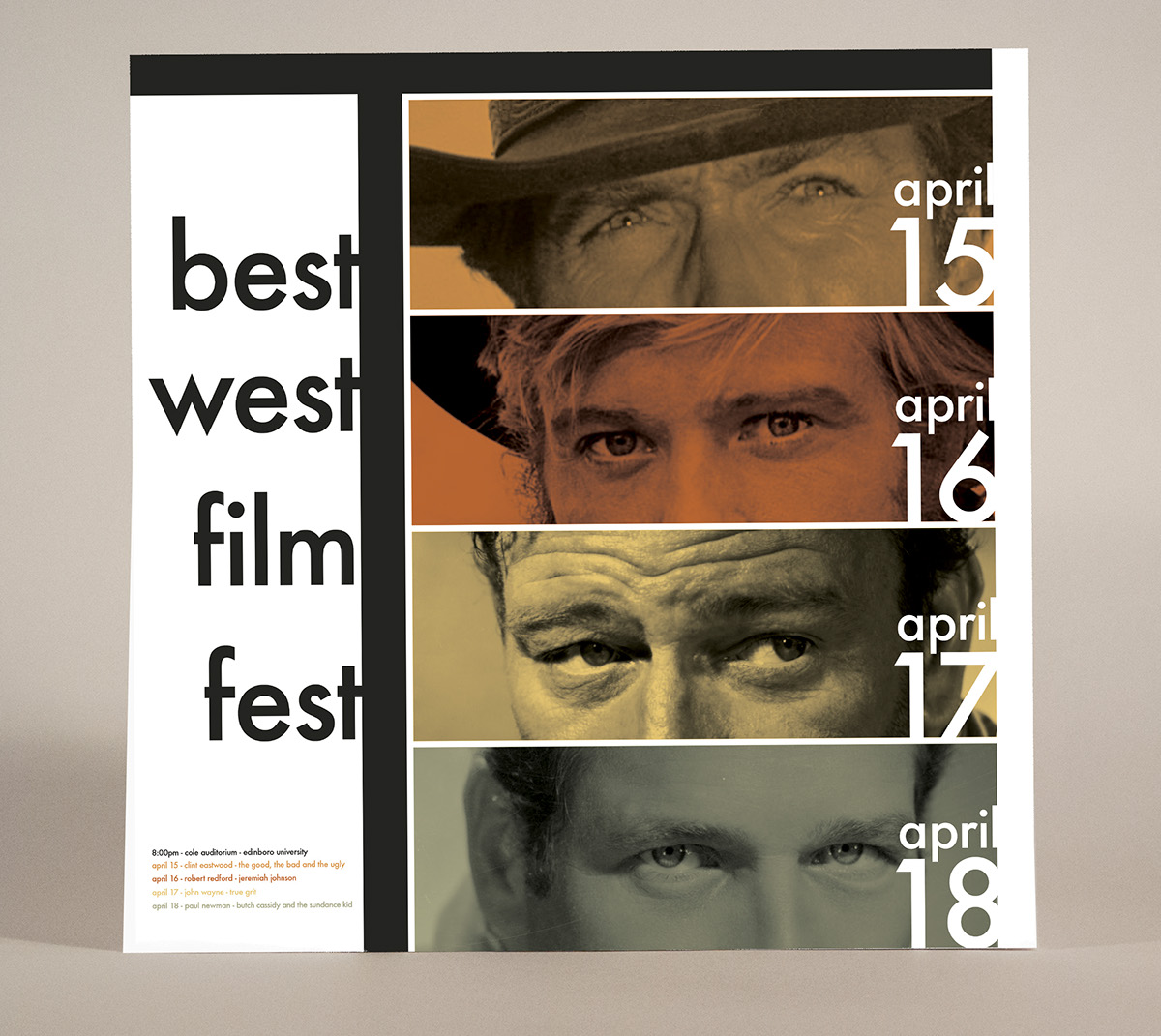 poster cowboy Clint Eastwood film fest robert redford modernist piet mondrian Appropriation Edinboro University western
